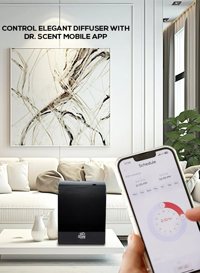 دكتور سينت موزع الزيوت العطرية دكتور سينت – الأزهار الأنيقة | تصميم متطور، تغطية 100m²-300m³ متر مربع، بلوتوث والتحكم في التطبيقات، ينشر العطر لتعزيز بيئتك