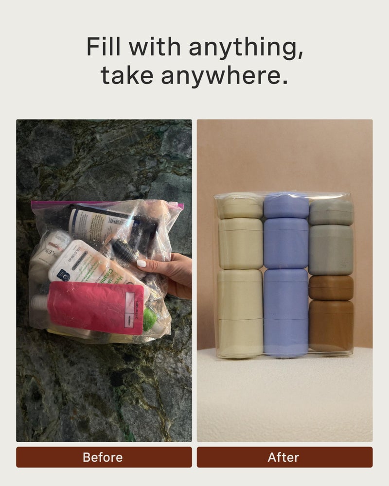 Cadence Travel Containers Basic Skincare Set - Magnetic Containers with Lids,Carry On Travel Essentials For Women/Men - 3 Small Capsules (0.56oz) - Cleanser, Moisturizer & Sun-Icon Labels - Petal - Image 5