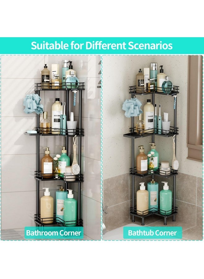 HapiRm HapiRm Corner Shower Caddy Organizer - 4 Tier Shower Shelf Corner with Soap Holder, Rustproof Bathroom Standing Organizer with 4 Hooks, Black  - Image 5