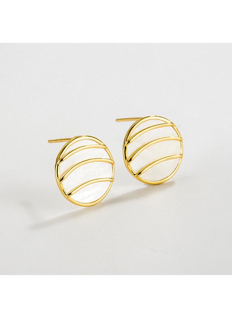 Y&D - 18K Gold Round Hollow Fritillaria Earrings For Women - Image 1