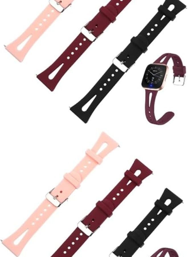 6Pcs Silicone Replacement Watch Bands Breathable Comfortable Wrist Straps Black - Image 1