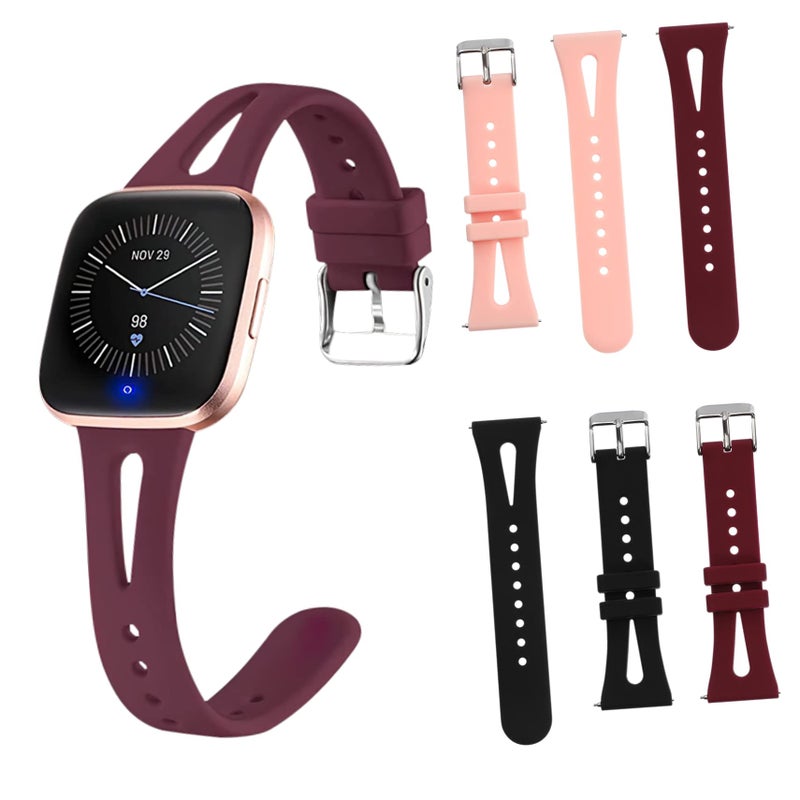 6Pcs Silicone Replacement Watch Bands Breathable Comfortable Wrist Straps Black - Image 5