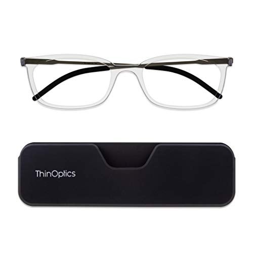 ThinOptics نظارات ثين أوبتيكس للقراءة للبالغين للجنسين، علبة قابلة للتوصيل / مستطيلة شفافة، 2.50 أمريكي - Image 2