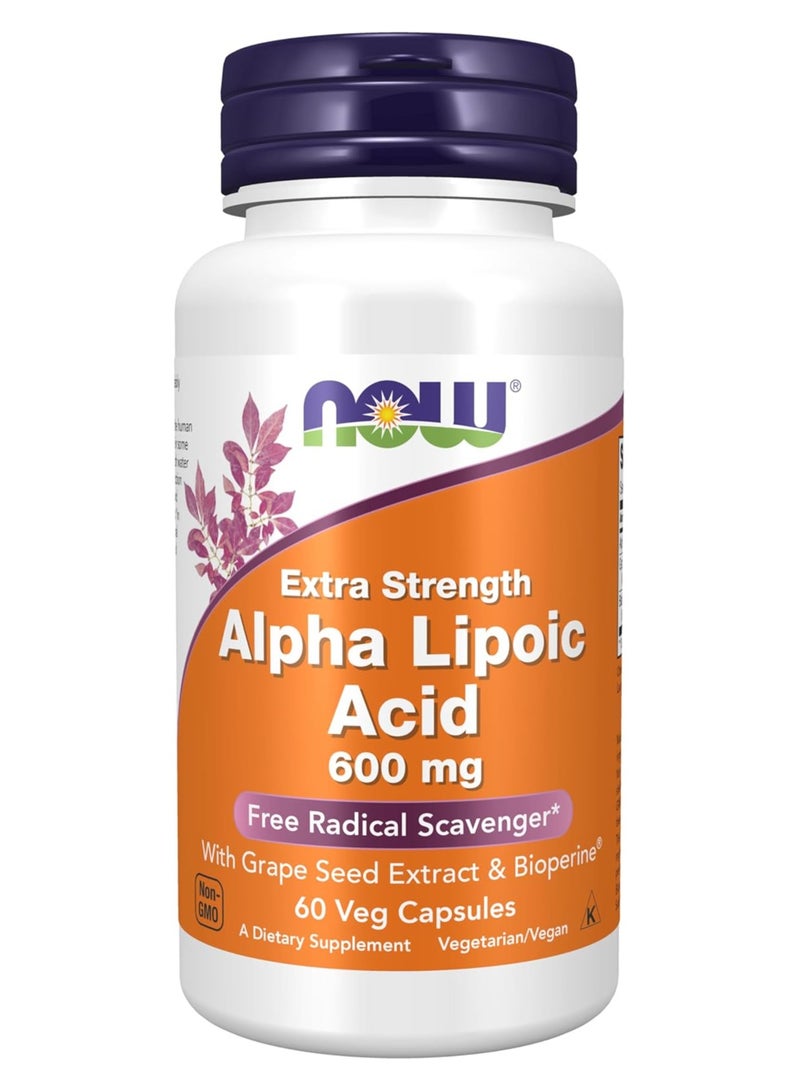 ناو NOW Alpha Lipoic Acid, Extra Strength 600mg, 60 Veg Capsules, Supports Antioxidant & Cellular Health - Image 1