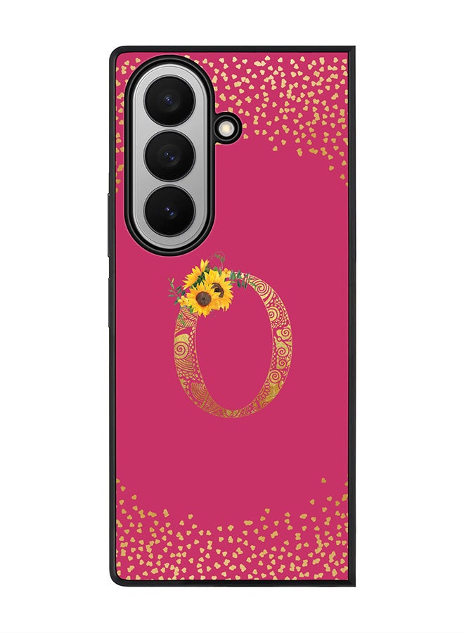 Stylizedd For Samsung Galaxy Z Fold7 Case,Slim fit Camera Protection, Shockproof Thin Phone cover  - Custom Floral Monogram - O ( Deep Pink )