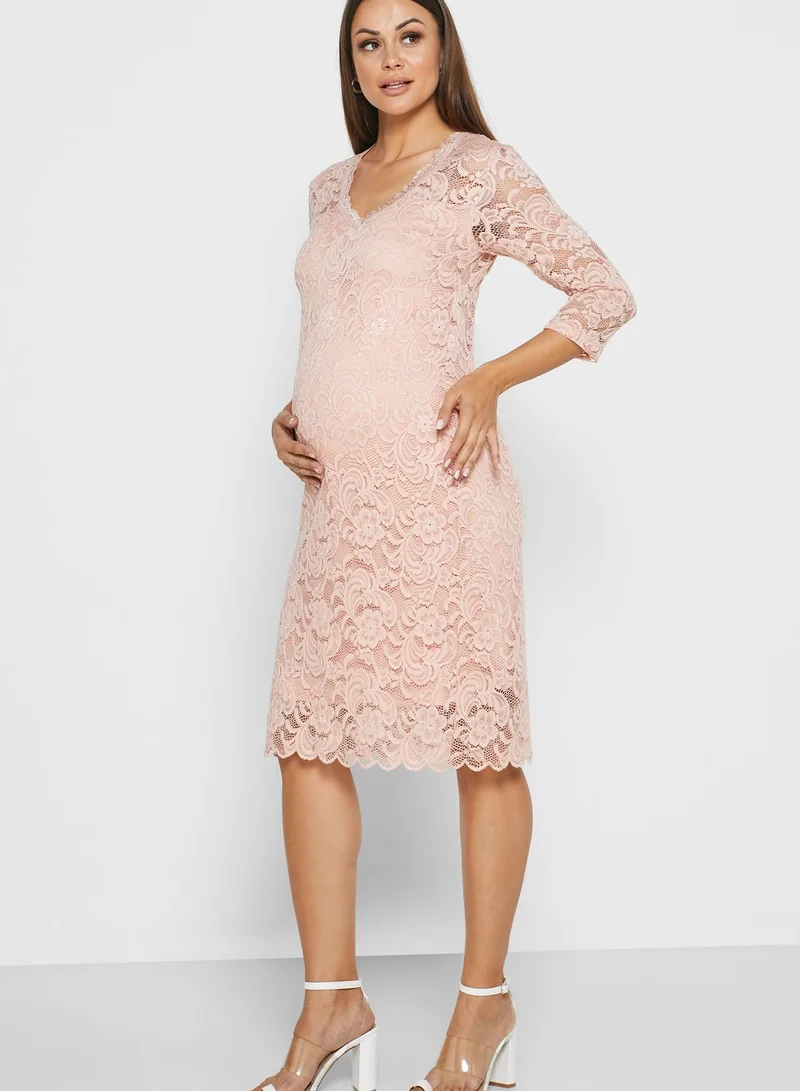 mamalicious lace dress Mamalicious - Maternity Midi Tea Dress - Women - Viscose - XS