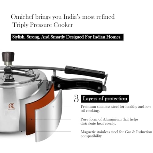 Omichef Triply Stainless Steel Pressure Cooker Inner Lid | 3 Litre | ISI Certified, Induction & Gas Stove Compatible | Rust-Free, Durable & 100% Toxin Free - Image 2