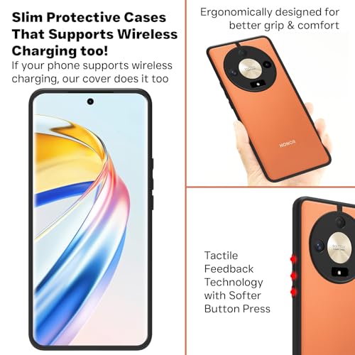RIGGEAR Shockproof Sleek Hybrid Armor Back Cover Case Compatible with Honor X9b 5G (Clear PC + Black TPU Bumper) - Image 4