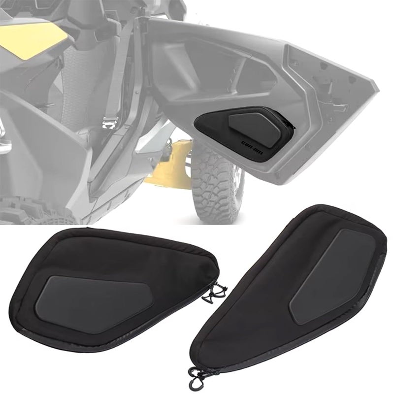 Generic RUNNING PANTHER 2PCS Lower Door Bags for Can Am Maverick R, UTV Black Lower Door Panel Side Storage Bag Waterproof Tool Bag Driver Passenger Gear Bag with Cushion Accessories  - Image 1