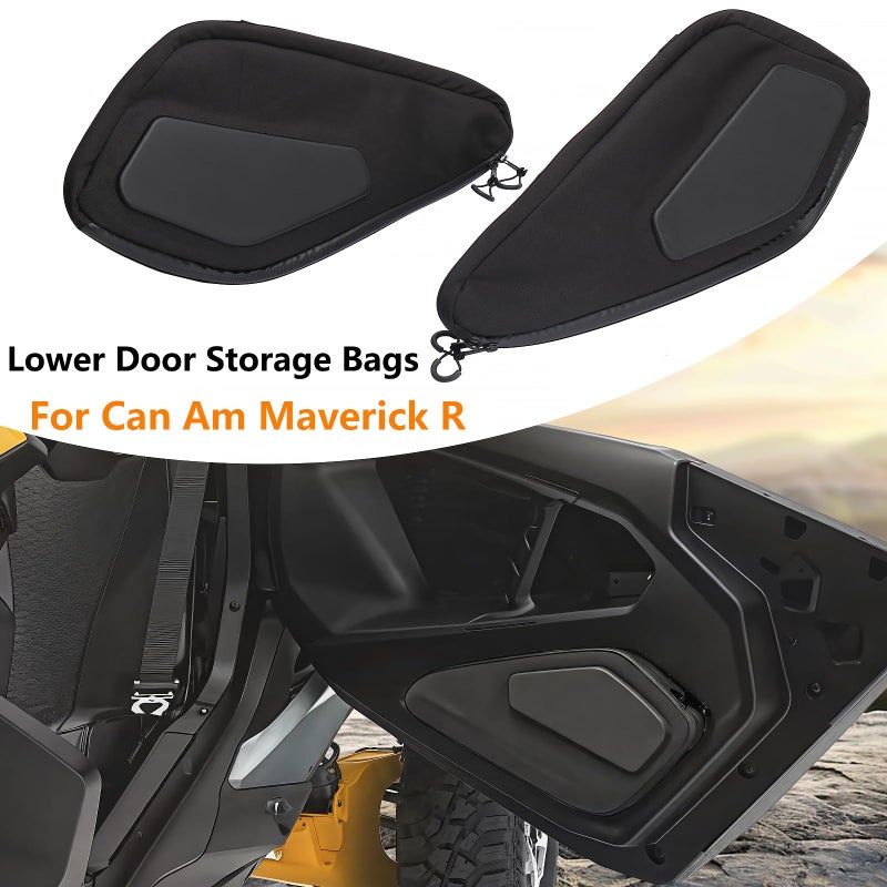 Generic RUNNING PANTHER 2PCS Lower Door Bags for Can Am Maverick R, UTV Black Lower Door Panel Side Storage Bag Waterproof Tool Bag Driver Passenger Gear Bag with Cushion Accessories  - Image 2