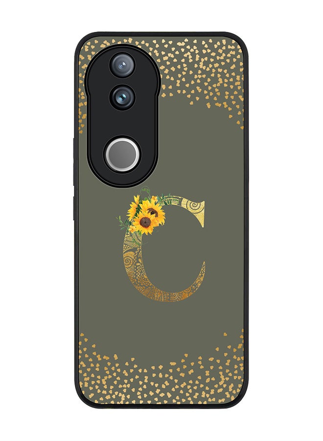Stylizedd For Vivo V50 / vivo V50e 5G Case,Slim fit Camera Protection, Shockproof Thin Phone cover  - Custom Floral Monogram - C  (Olive Green ) - Image 1