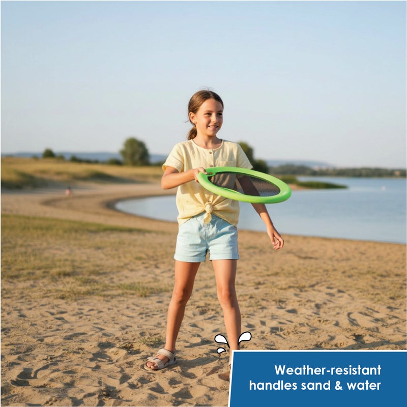 alldoro 2in1 XL Beach Volley and Super Disc Set | Ø40cm Trampoline Rackets | 2 Soft Balls Ø6.5cm | Weather-Resistant | Outdoor Game for Kids Age 5+ - Image 4