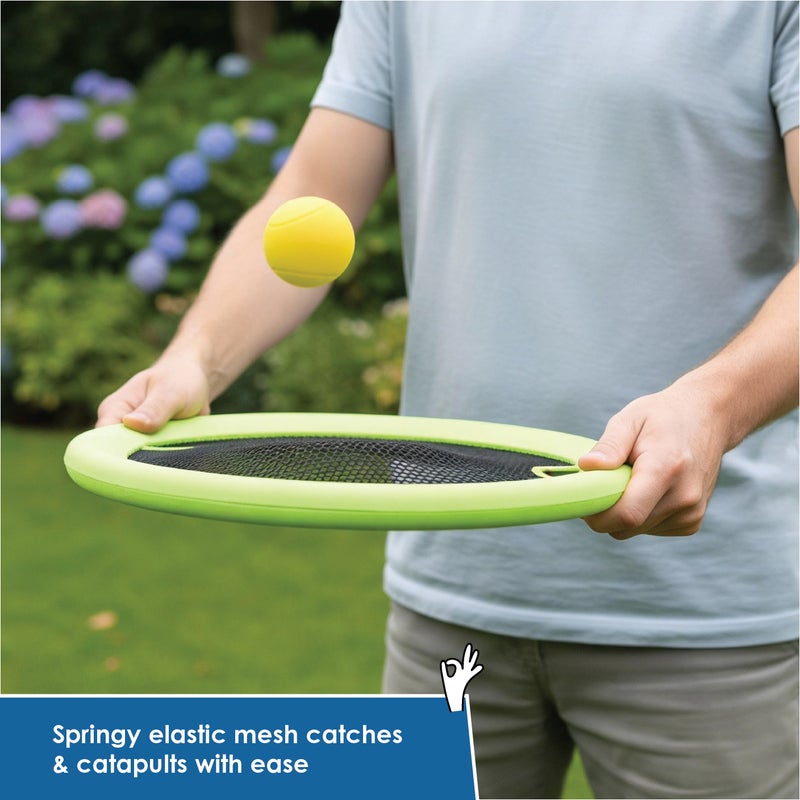 alldoro 2in1 XL Beach Volley and Super Disc Set | Ø40cm Trampoline Rackets | 2 Soft Balls Ø6.5cm | Weather-Resistant | Outdoor Game for Kids Age 5+ - Image 3