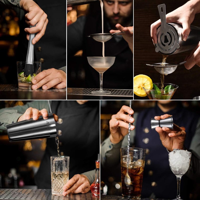 PERJOY Cocktail Shaker Set, 16 Piece Bartender Kit, Cocktail Shaker, Stainless Steel Bar Set Accessories, Coktail Set, Boston Shaker, Drink Mixer Shaker, Bartending Bar Tools with Muddler Spoon Jigger - Image 2