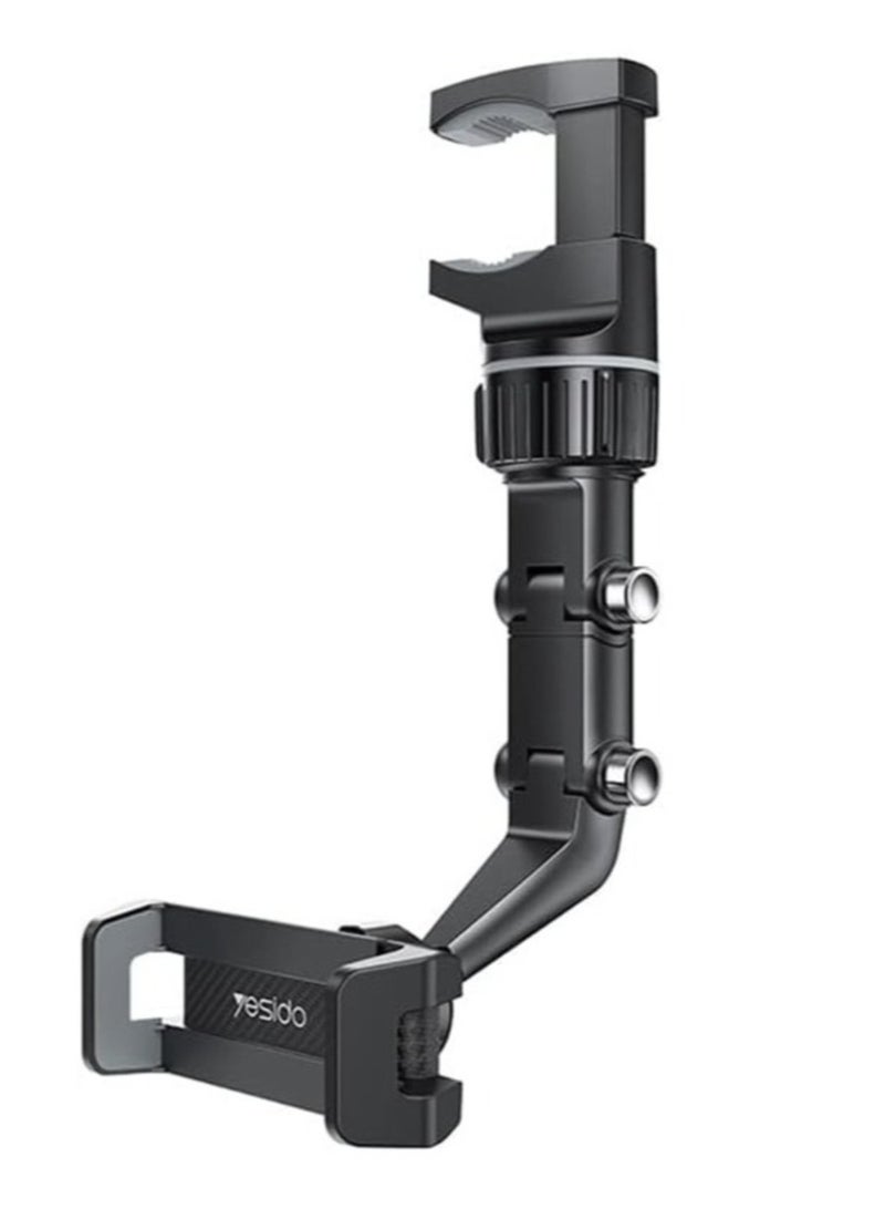 YESIDO C192 Clip-on Rotating Car Rearview Mirror Mount Adjustable Bracket for 4-6.7inch Phone Holder. - Image 1