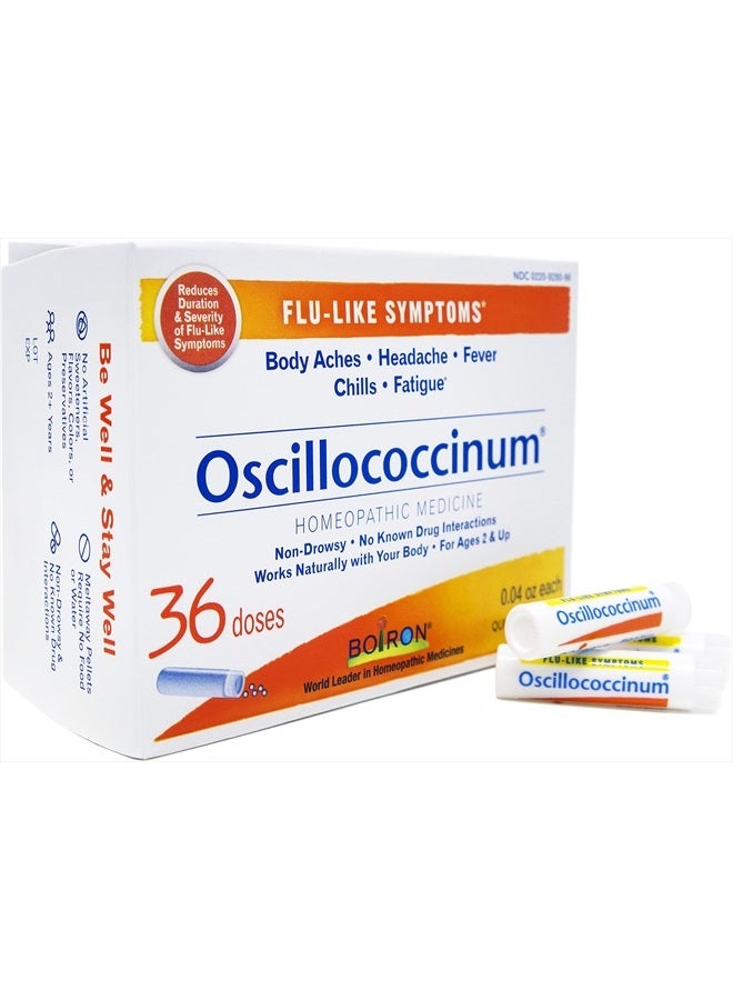 Boiron أوسيلوكوكسيوم دواء هوميوباتي للأعراض الشبيهة بالإنفلونزا، أبيض، 36 حبة - Image 1