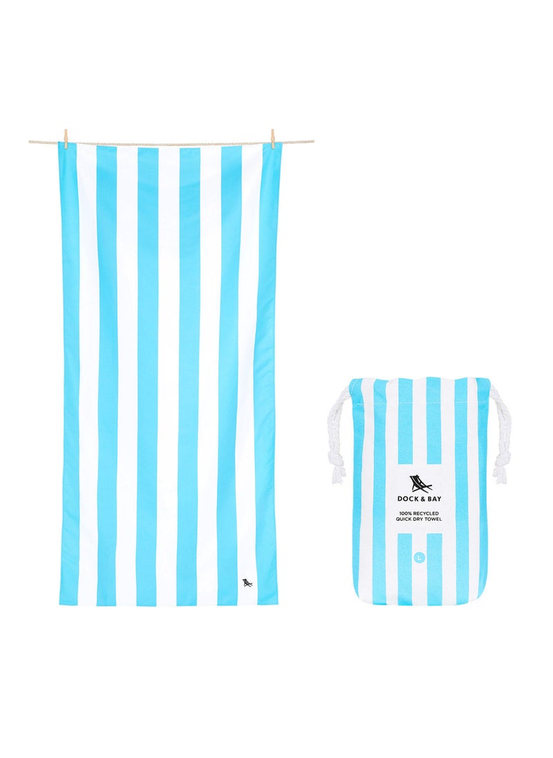 Dock & Bay Dock & Bay Beach Towel, Super Absorbent, Quick Dry, Sand Free, Compact & Lightweight, 100% Recycled Materials, Includes bag - Large (160x90cm) - TULUM BLUE  - Image 1