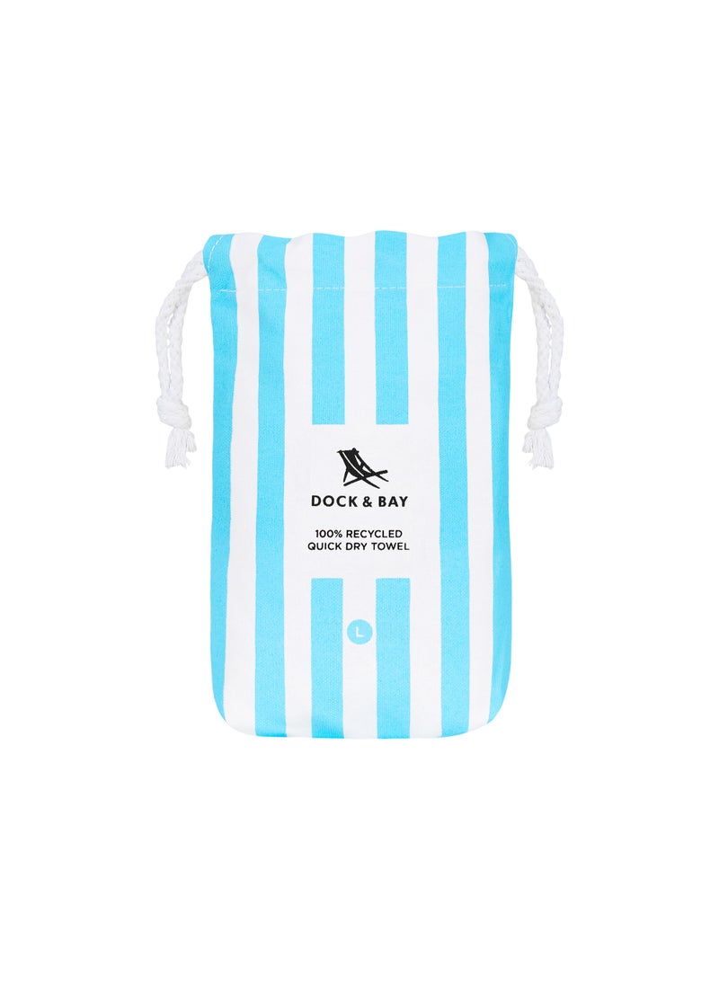 Dock & Bay Dock & Bay Beach Towel, Super Absorbent, Quick Dry, Sand Free, Compact & Lightweight, 100% Recycled Materials, Includes bag - Large (160x90cm) - TULUM BLUE  - Image 5