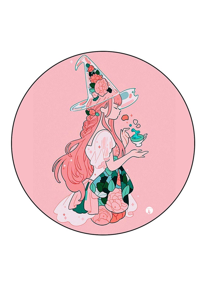 RKN Girl Printed Mouse Pad Round  Multicolour