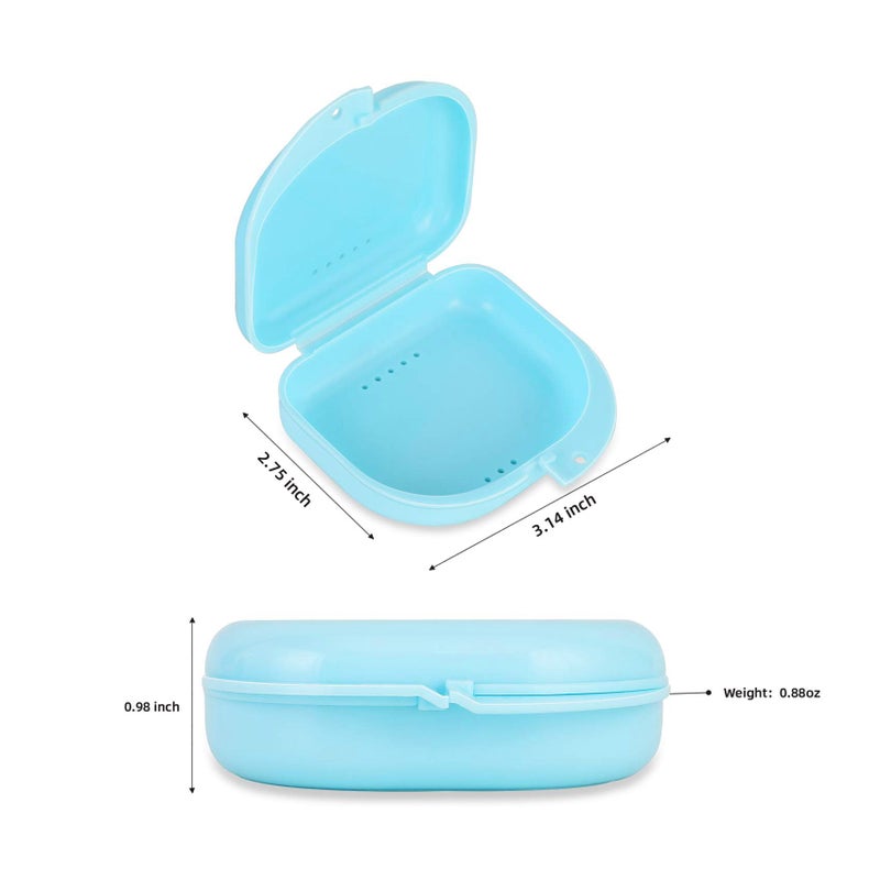 Annhua Dental Mouthguard Container Orthodontic Retainer Case with Vent Holes, Denture Holder Box Clear Aligner Case Slim for Household|Travel|Office - Bluish - Light & Easy to Carry - Image 2