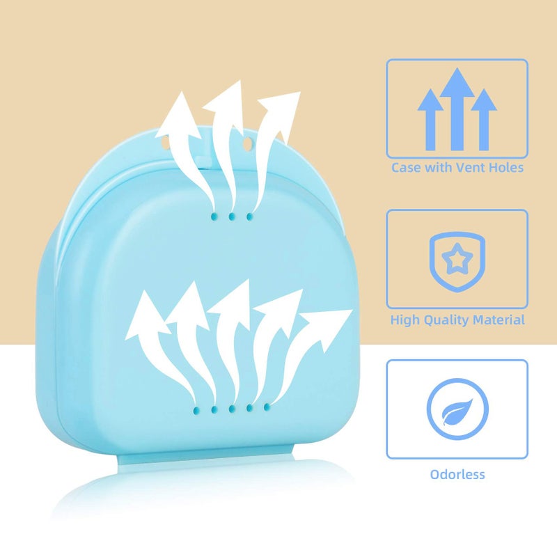 Annhua Dental Mouthguard Container Orthodontic Retainer Case with Vent Holes, Denture Holder Box Clear Aligner Case Slim for Household|Travel|Office - Bluish - Light & Easy to Carry - Image 3