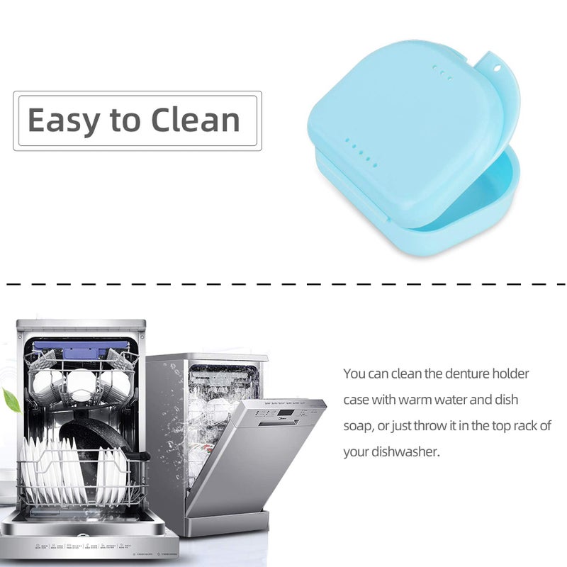 Annhua Dental Mouthguard Container Orthodontic Retainer Case with Vent Holes, Denture Holder Box Clear Aligner Case Slim for Household|Travel|Office - Bluish - Light & Easy to Carry - Image 4