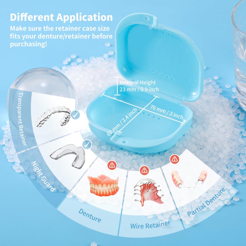Annhua Dental Mouthguard Container Orthodontic Retainer Case with Vent Holes, Denture Holder Box Clear Aligner Case Slim for Household|Travel|Office - Bluish - Light & Easy to Carry - Image 5