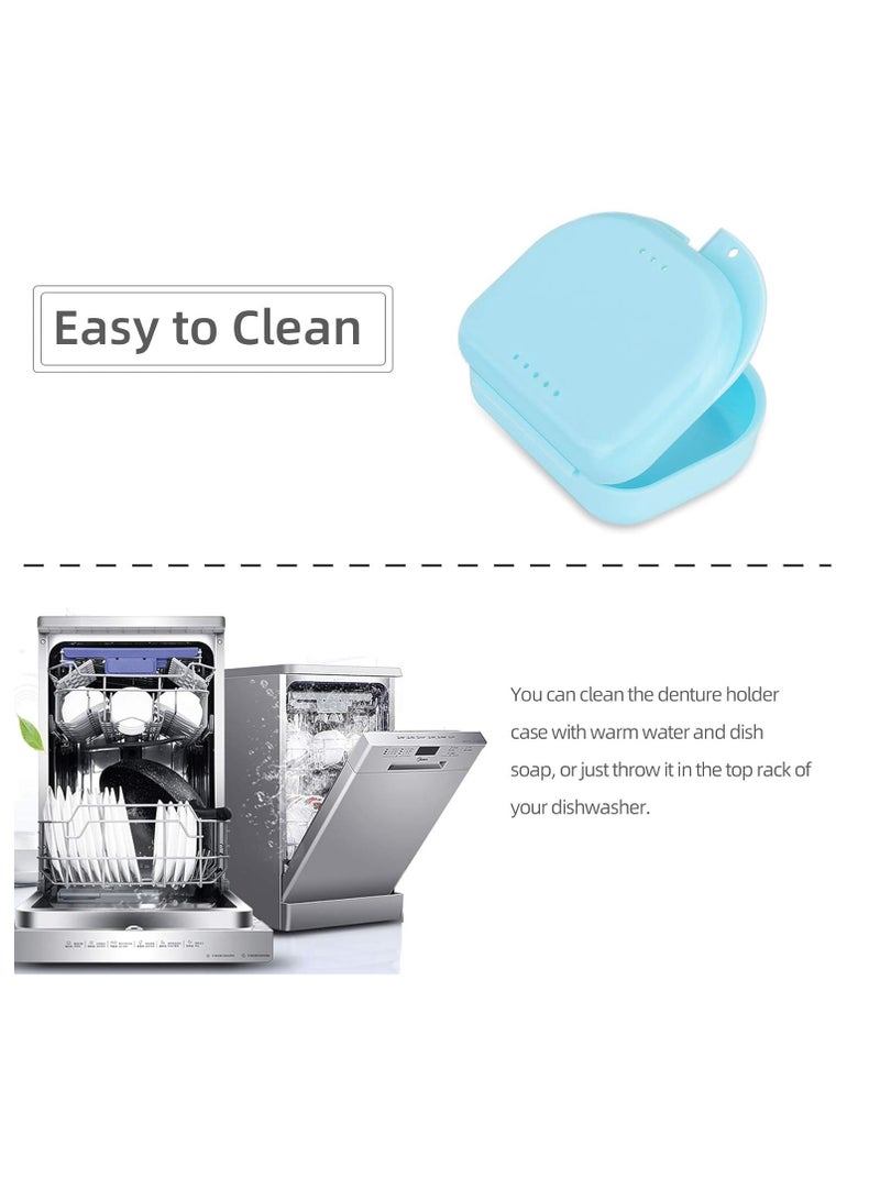 Annhua Dental Mouthguard Container Orthodontic Retainer Case with Vent Holes, Denture Holder Box Clear Aligner Case Slim for Household|Travel|Office - Bluish - Light & Easy to Carry  - Image 4