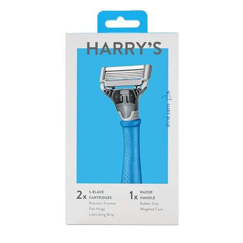 Harry's Original Razors for Men - Two 5-Blade Cartridges and 1 Razor Handle - German Engineered - Surf Blue Edition - Image 1