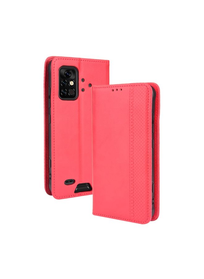 BGM Case Cover For UMIDIGI Bison Pro Magnetic Buckle Retro Pattern Horizontal Flip Leather Case with Holder & Card Slot & Wallet Red