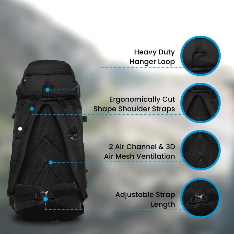 IMPULSE! rucksack bags 75 litres travel bag for men tourist bag for travel backpack for hiking trekking Bag for men camping thames blue bag with 1 Year Warranty - Image 3