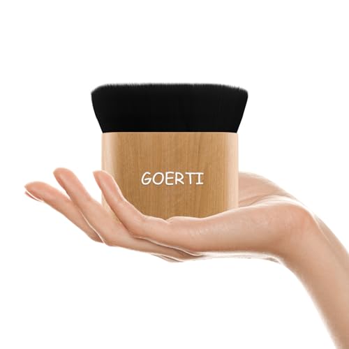 GOERTI Professional Makeup Kabuki Foundation Brush for Face and Body Makeup, Bamboo Handle Large Powder Brushes, Full Coverage Base Brush for Liquid, Highlighter, Bronzer, Cream or Flawless Cosmetics - Image 4