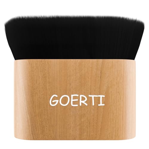 GOERTI Professional Makeup Kabuki Foundation Brush for Face and Body Makeup, Bamboo Handle Large Powder Brushes, Full Coverage Base Brush for Liquid, Highlighter, Bronzer, Cream or Flawless Cosmetics - Image 1