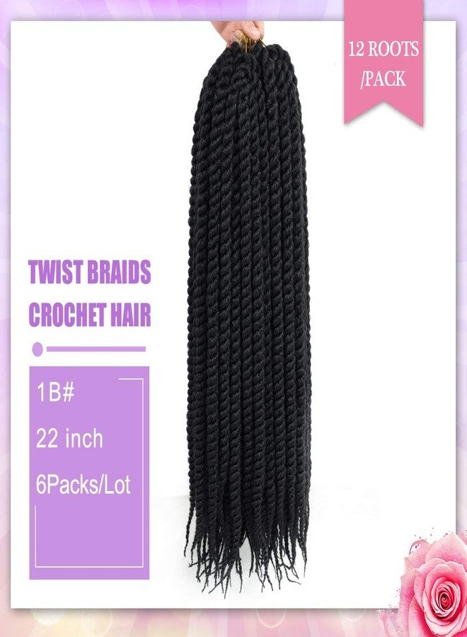 Admutty Havana Twist Crochet Hair 22 inch 6 Packs Crochet Braids Senegalese Twist Crochet Braiding Hair (1B#) - Image 3