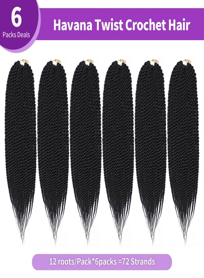 Admutty Havana Twist Crochet Hair 22 inch 6 Packs Crochet Braids Senegalese Twist Crochet Braiding Hair (1B#) - Image 2