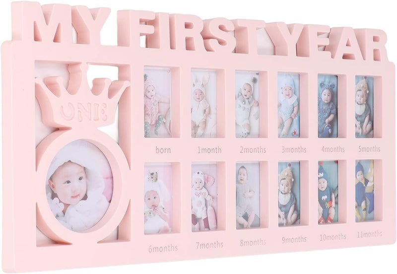 HEEPDD Baby Photo Frame Set 12 Monthly Picture Frames for Newborn Growth with Stand for Wall or Table Display Perfect Parents (Pink) - Image 3