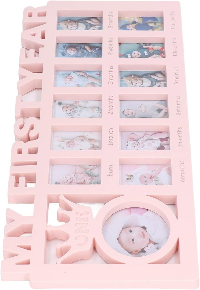 HEEPDD Baby Photo Frame Set 12 Monthly Picture Frames for Newborn Growth with Stand for Wall or Table Display Perfect Parents (Pink) - Image 4