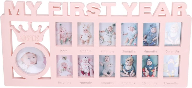 HEEPDD Baby Photo Frame Set 12 Monthly Picture Frames for Newborn Growth with Stand for Wall or Table Display Perfect Parents (Pink) - Image 5