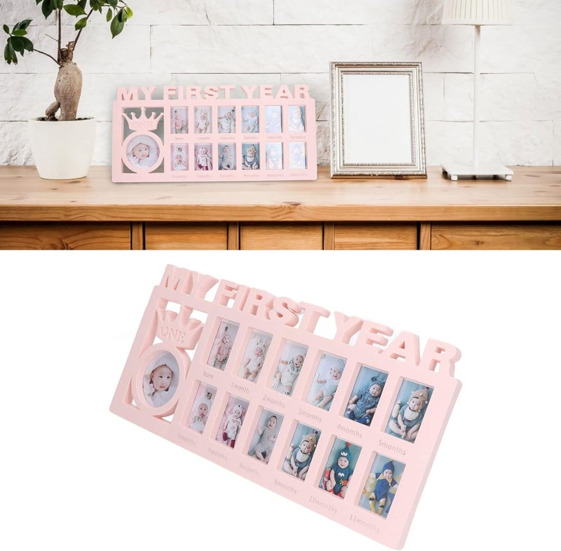 HEEPDD Baby Photo Frame Set 12 Monthly Picture Frames for Newborn Growth with Stand for Wall or Table Display Perfect Parents (Pink) - Image 2