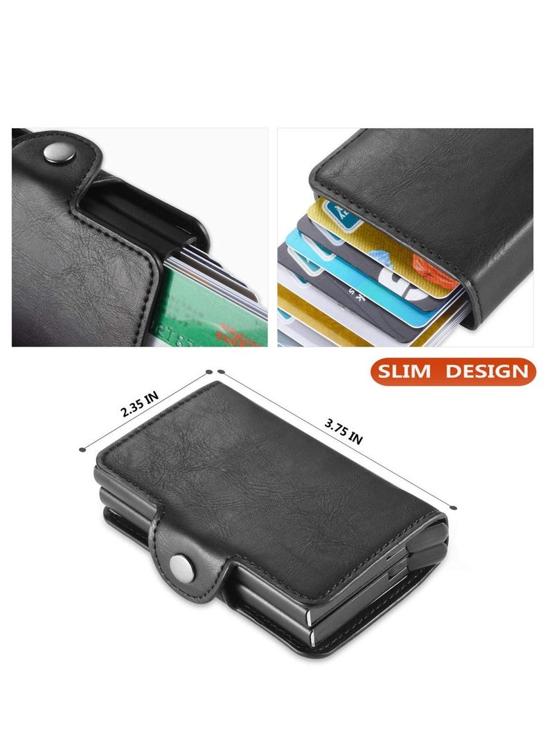 Y&D Wallet for Men Credit Card Holder Automatic Pop Up with RFID Leather Slim Case Front Pocket Anti-theft Travel Thin Wallets Metal Money Organizers  - Image 5
