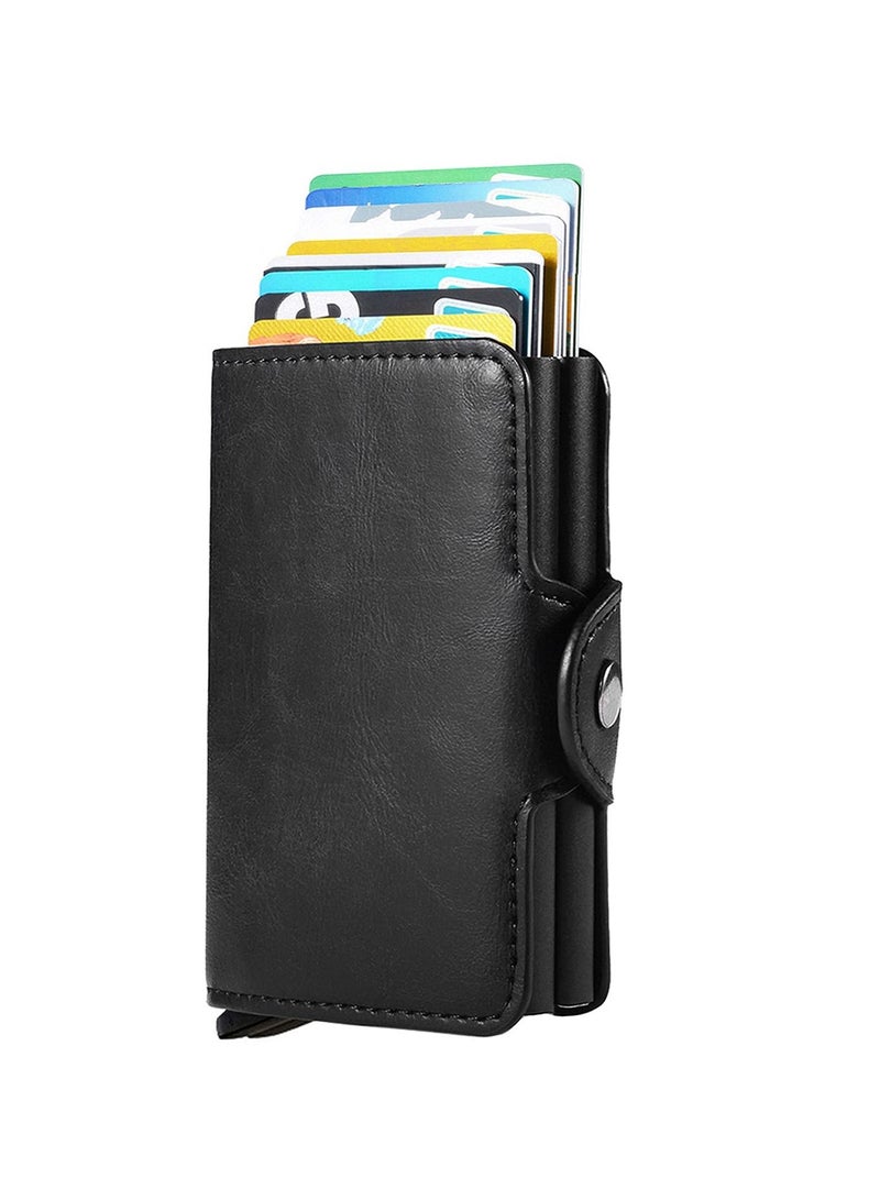 Y&D Wallet for Men Credit Card Holder Automatic Pop Up with RFID Leather Slim Case Front Pocket Anti-theft Travel Thin Wallets Metal Money Organizers  - Image 1