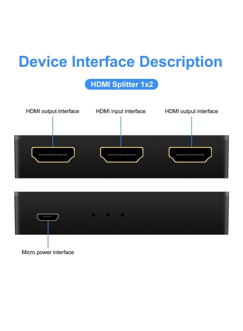 SYOSI موزع HDMI، 1x2 بدقة 1080P@60Hz لشاشتين مزدوجتين، موزع HDMI 1 مصدر إلى 2 شاشة، 1 في 2 خارج موزع 4K HDMI@30Hz متوافق مع/ HDTV/ لابتوب/ PS5/ 4/ 3/ سويتش/ Xbox/ DVD/ ستيك/ Xbox/ Roku - Image 3