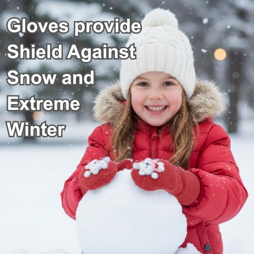 SOLDTRUE Soft Kids Winter Warm Knitted Fingerless Gloves Fashion Gloves Cute Half Finger Gloves Warm Gloves for Cold Weather(Age 3-8 Years) (Pair of 1) (Red) - Image 5