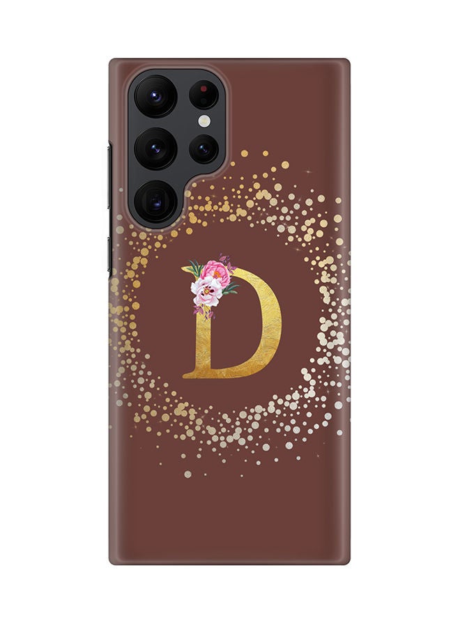 Stylizedd Monogram Slim Cover for Samsung Galaxy S22 Ultra 5G Case Custom Initials Letter Floral Pattern Snap Series Mobile Cover Matte Alphabet  - D (Brown) - Image 1