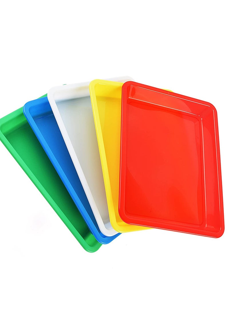 أطباق فنية بلاستيكية متعددة الألوان، صناديق تنظيم الأنشطة، صينية تقديم للمدرسة والمنزل للفنون والحرف، مشاريع DIY، الرسم، الخرز، تنظيم الإمدادات (5 ألوان) - Image 1