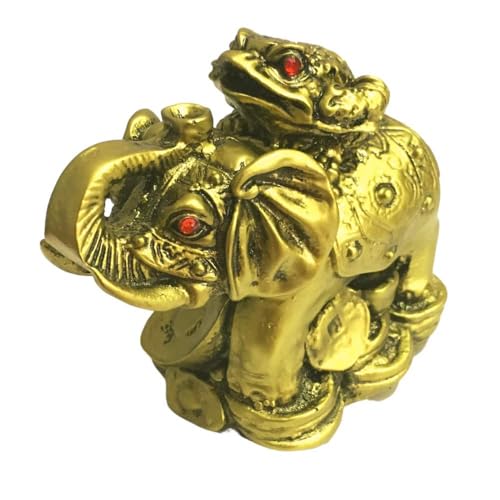 GJ Feng Shui Money Frog On Elephant, Brass Color - Image 4
