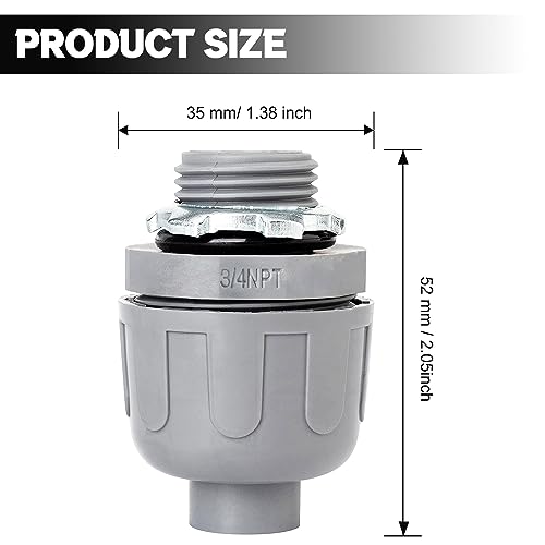 Wocloer 3/4 inch Liquid Tight Connector PVC Flexible Conduit Connector, Straight 180 Degree UL Listed Liquid Tight Connector, Non-Metallic Electrical Conduit Fittings (12 Pack) - Image 2