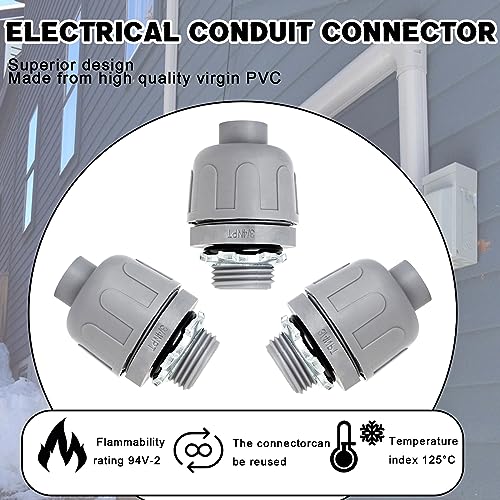 Wocloer 3/4 inch Liquid Tight Connector PVC Flexible Conduit Connector, Straight 180 Degree UL Listed Liquid Tight Connector, Non-Metallic Electrical Conduit Fittings (12 Pack) - Image 5