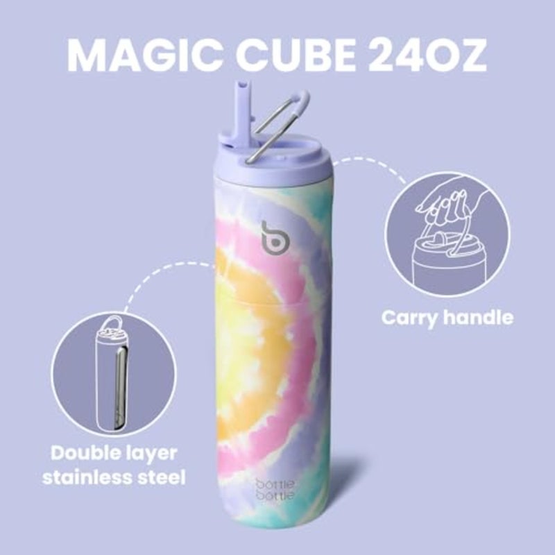 Insulated Water Bottle 24oz with Straw Lid and Handle for Sports Travel Gym Stainless Steel Water Bottles Double-Wall Vacuum Metal Leak Proof BPA-Free - Image 5