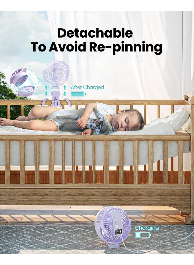 Gaiatop Mini Electric Fan with 360 Rotation, 5.5mm Gaps, Rechargeable Battery, 3 Speeds, Purple - Image 4